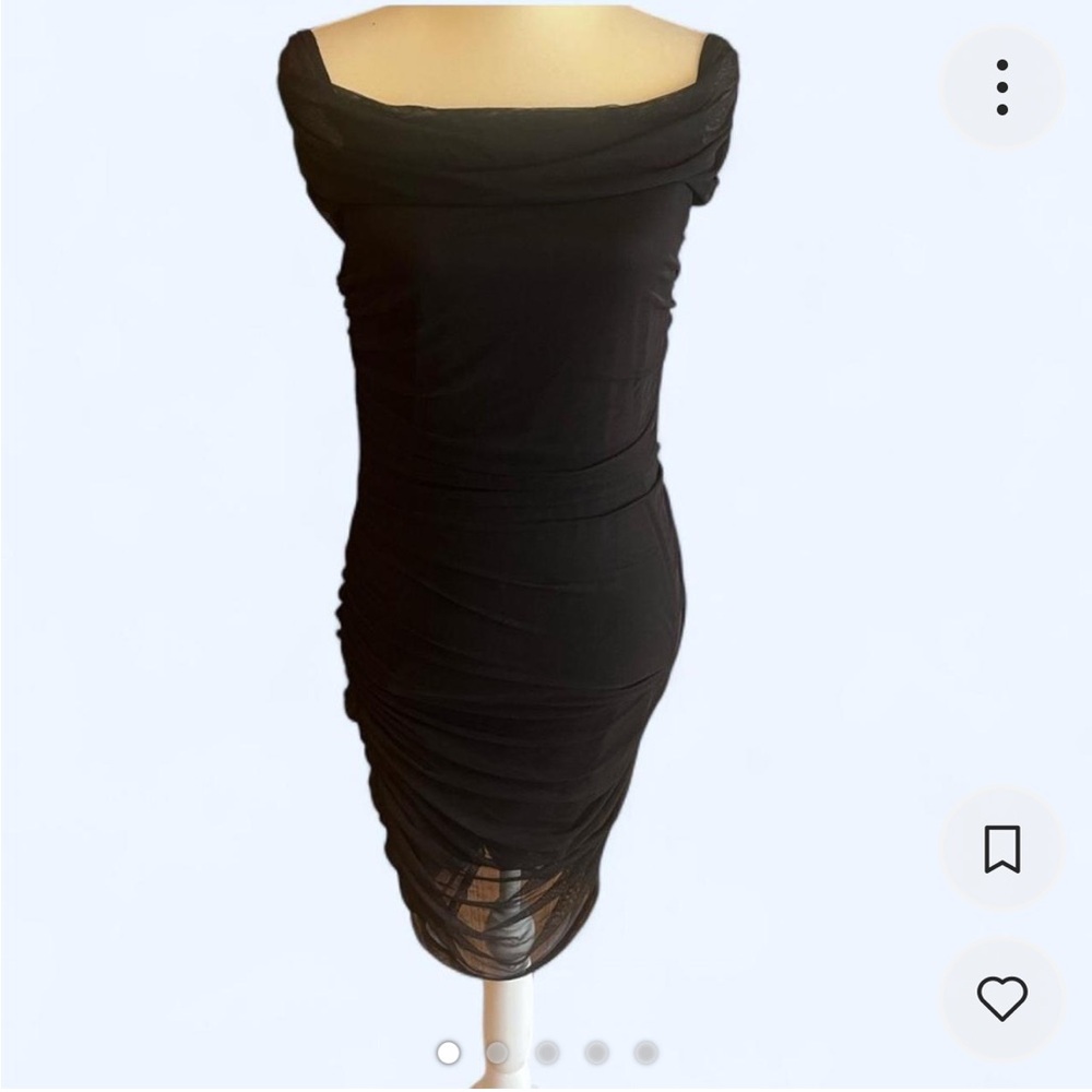 Black Bebe ruched off the shoulder bodycon dress Size L